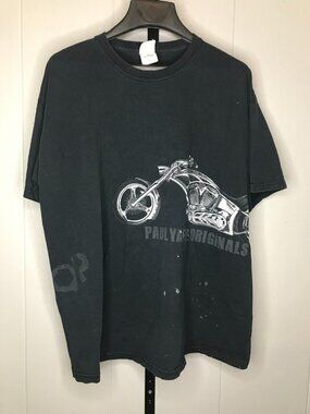 Vintage Y2K Paul Yaffe Originals Black Monster Motorcycle Shirt Bagger Nation XL